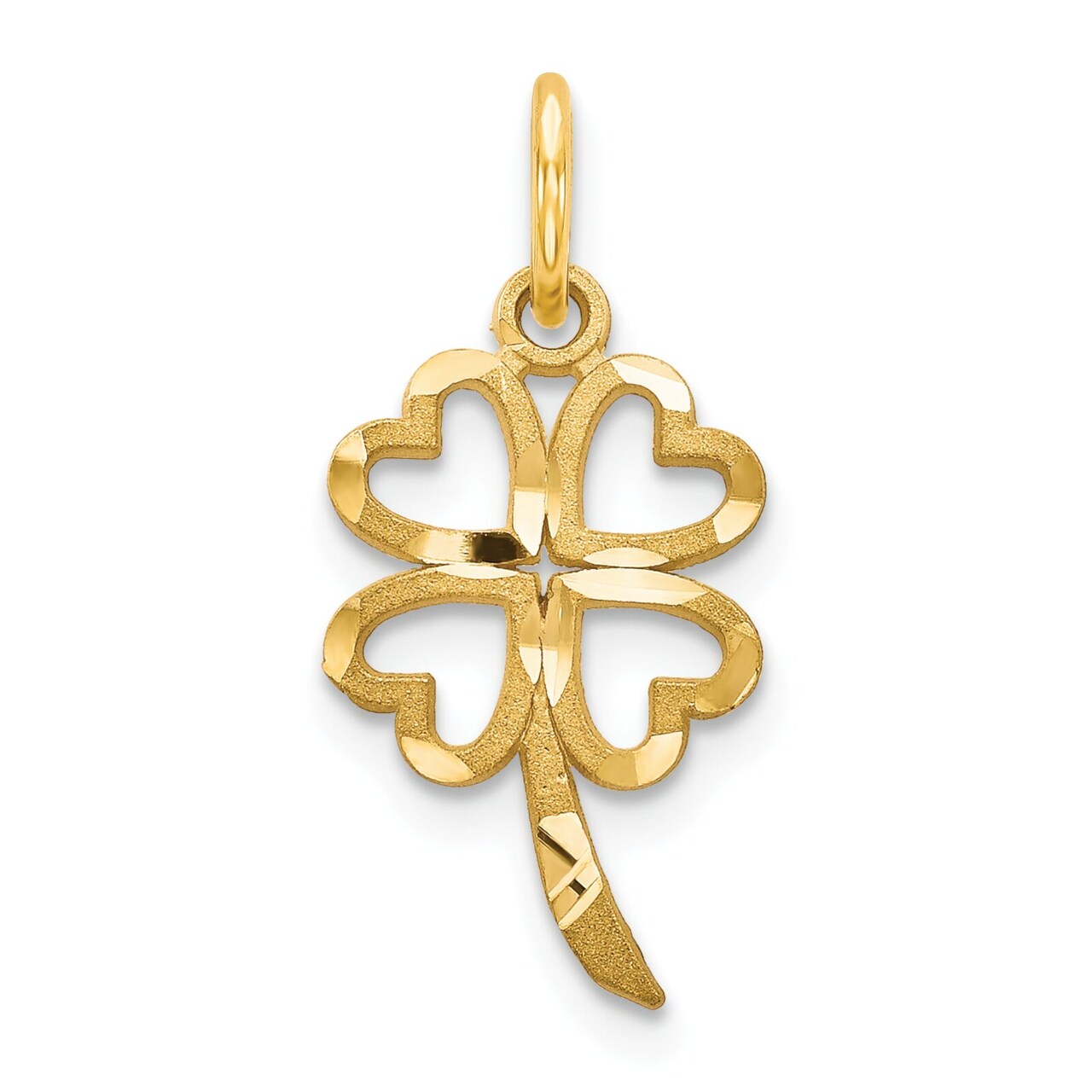 14K Yellow Gold 4 Leaf Clover Charm Pendant Jewelry 20 X 10mm